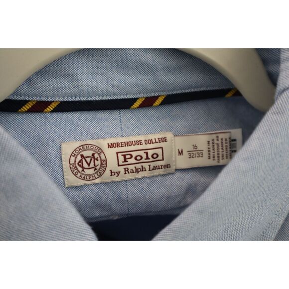 Polo Ralph Lauren Men's Sz M Blue Morehouse Custom Fit Oxford Button Up - Picture 3 of 13